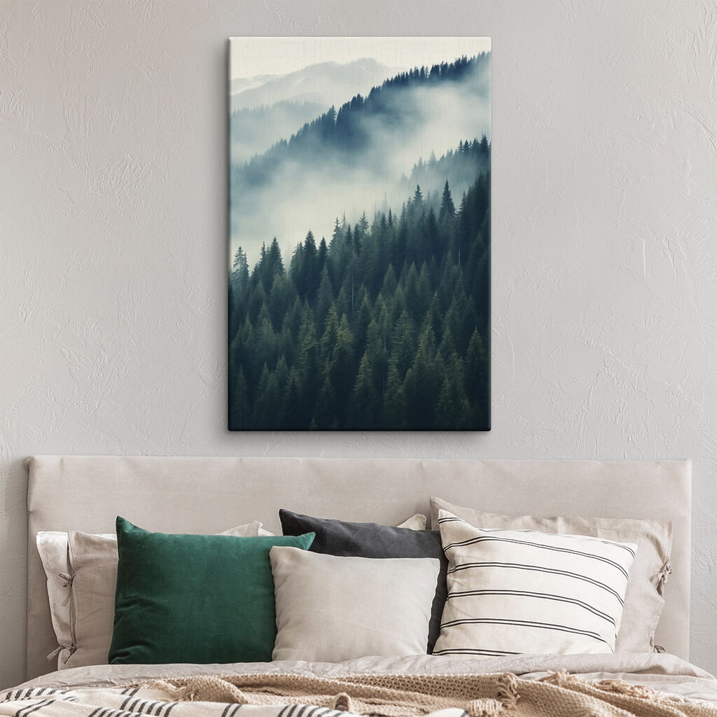 Bos met bomen in de mist — interieur 1