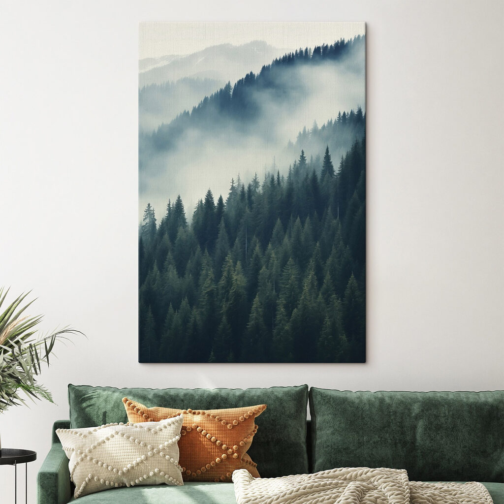Bos met bomen in de mist — interieur 2