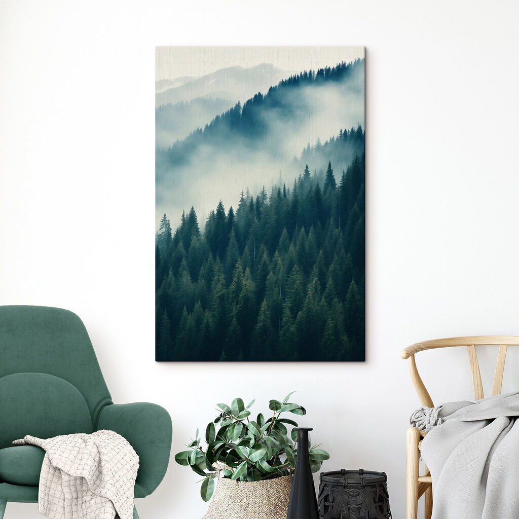 Bos met bomen in de mist — interieur 3