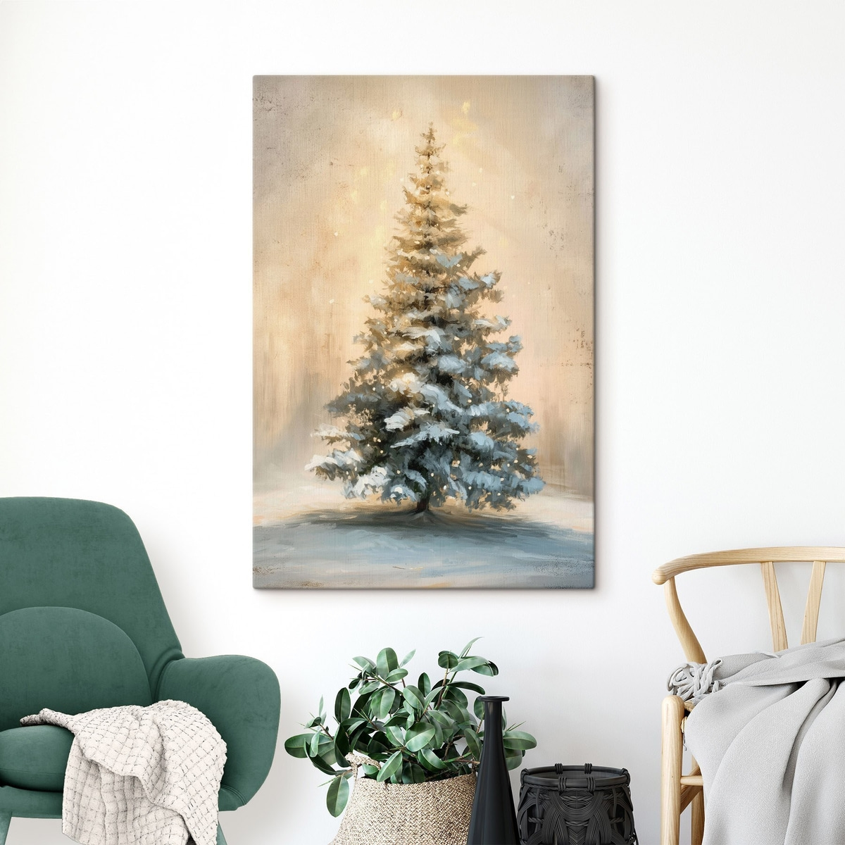 Kerstboom in de sneeuw — interieur 1