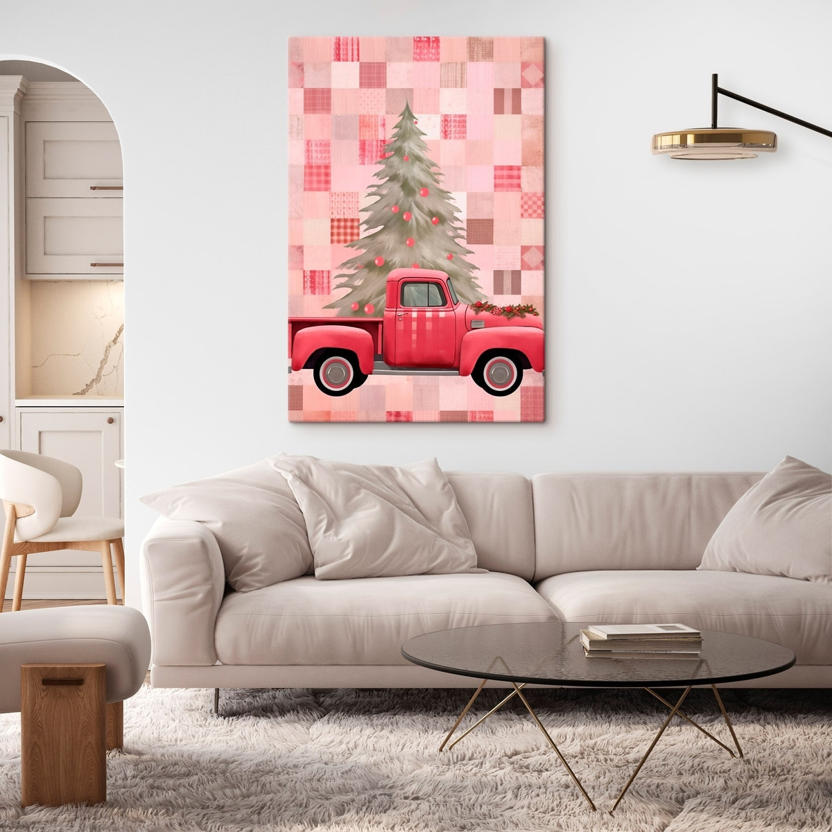 Retro truck met een kerstboom — interieur 2