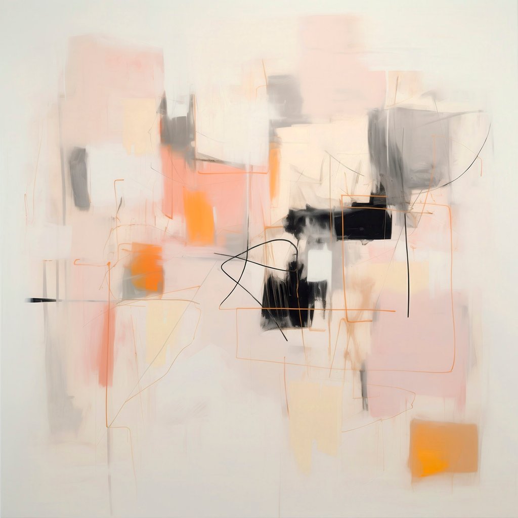 Minimalistische abstractie met zachte kleuren — volledig ontwerp