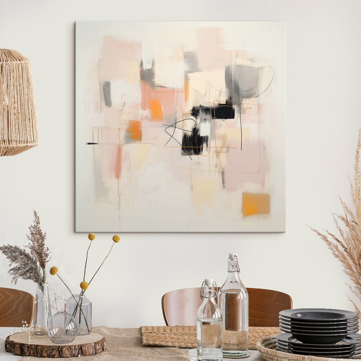 Minimalistische abstractie met zachte kleuren — interieur 3