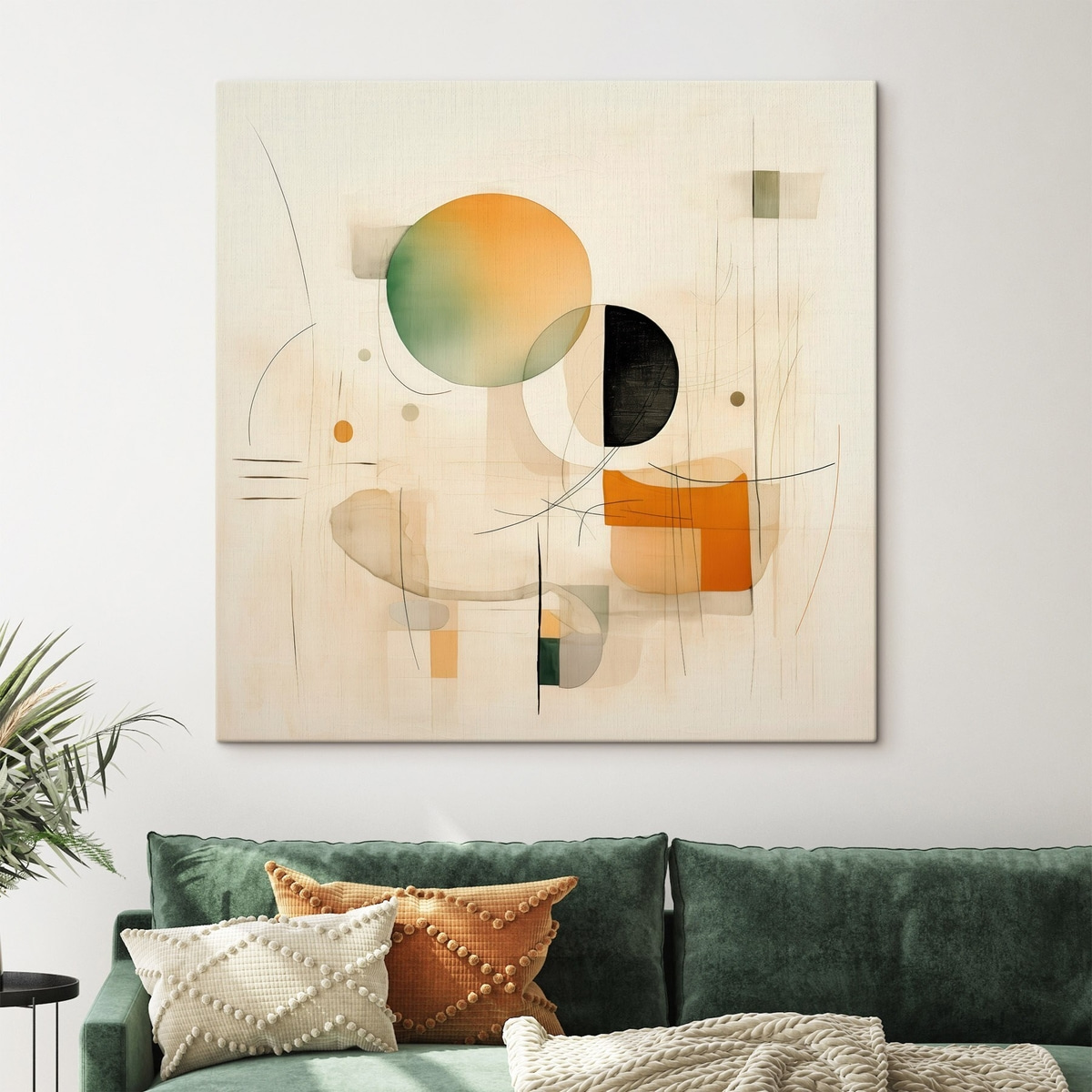 Geometrische accenten in een zacht kleurenpalet in een moderne minimalistische stijl — interieur 1