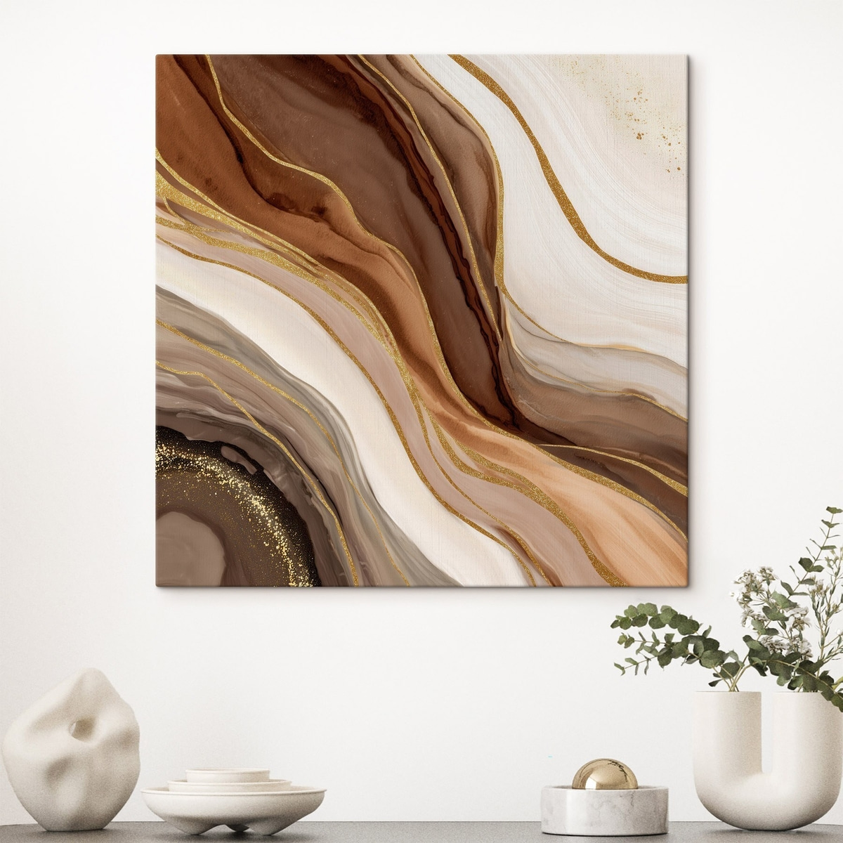 Stenen compositie in houttinten — interieur 1