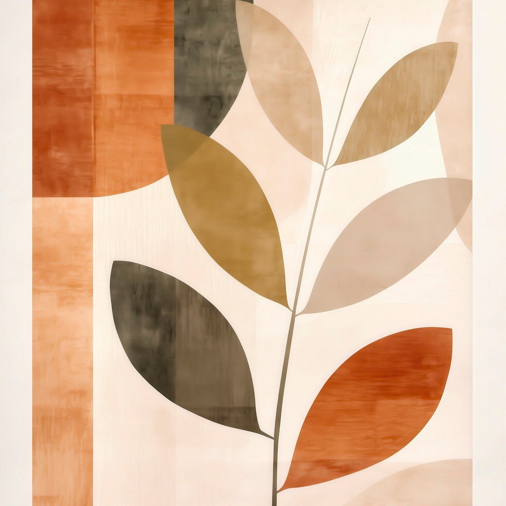 Warme bladcompositie in een lyrische minimalistische stijl — volledig ontwerp