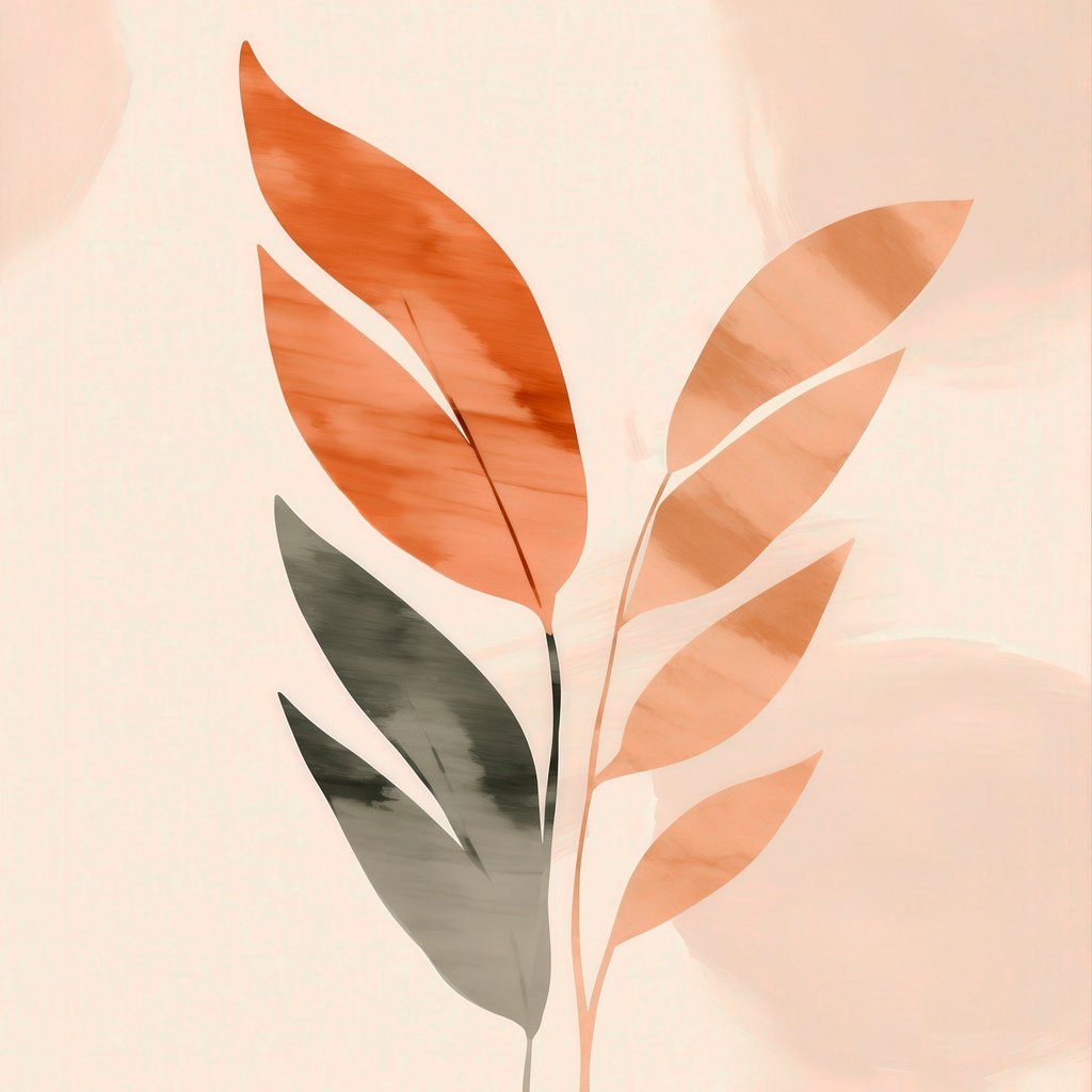 Botanische compositie in warme tinten — volledig ontwerp