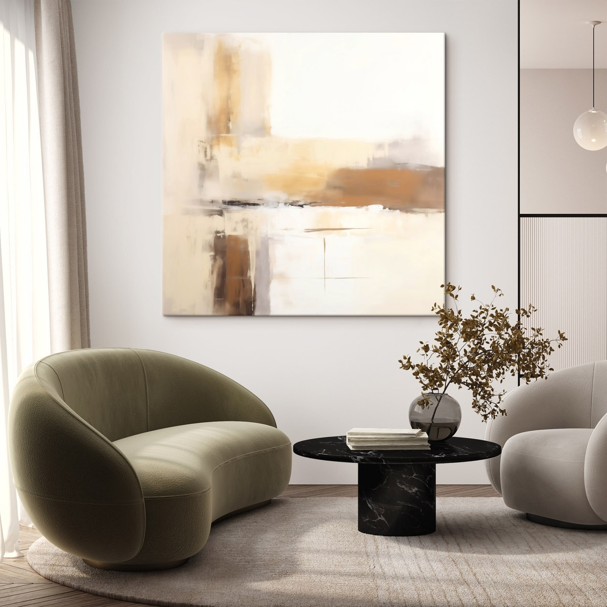 Lichte abstracte compositie in warme tinten — interieur 1