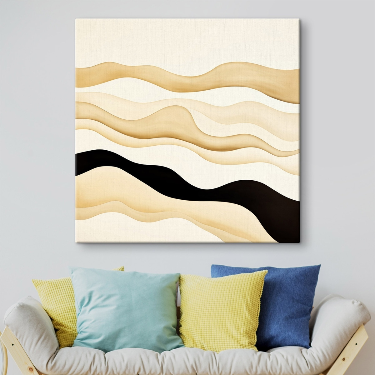 Decoratief motief met vloeiende lijnen in een contrasterend kleurenpalet — interieur 1