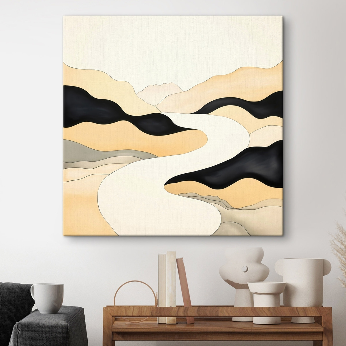 Artistieke compositie met contrasterende accenten in warme tinten — interieur 1