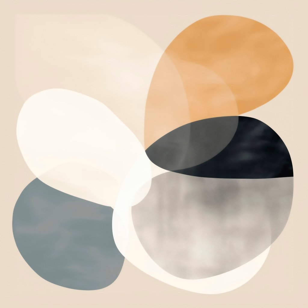 Minimalistische abstractie met vloeiende geometrische vormen — volledig ontwerp