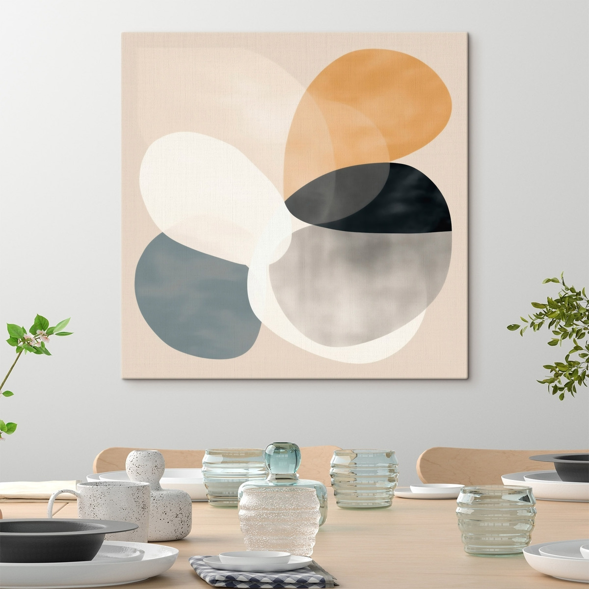 Minimalistische abstractie met vloeiende geometrische vormen — interieur 3