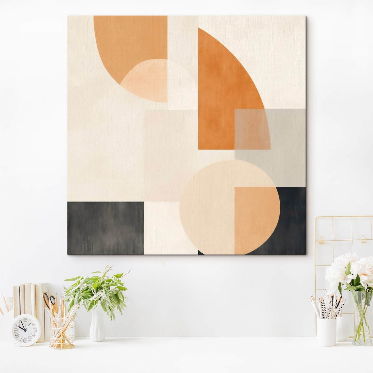 Artistieke geometrie die ronde en lineaire vormen combineert — interieur 3
