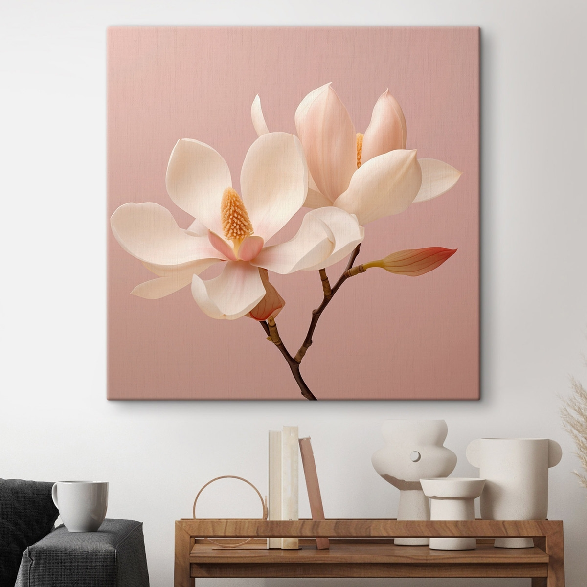 Delicate bloemblaadjes in een pastelkleurig palet — interieur 1