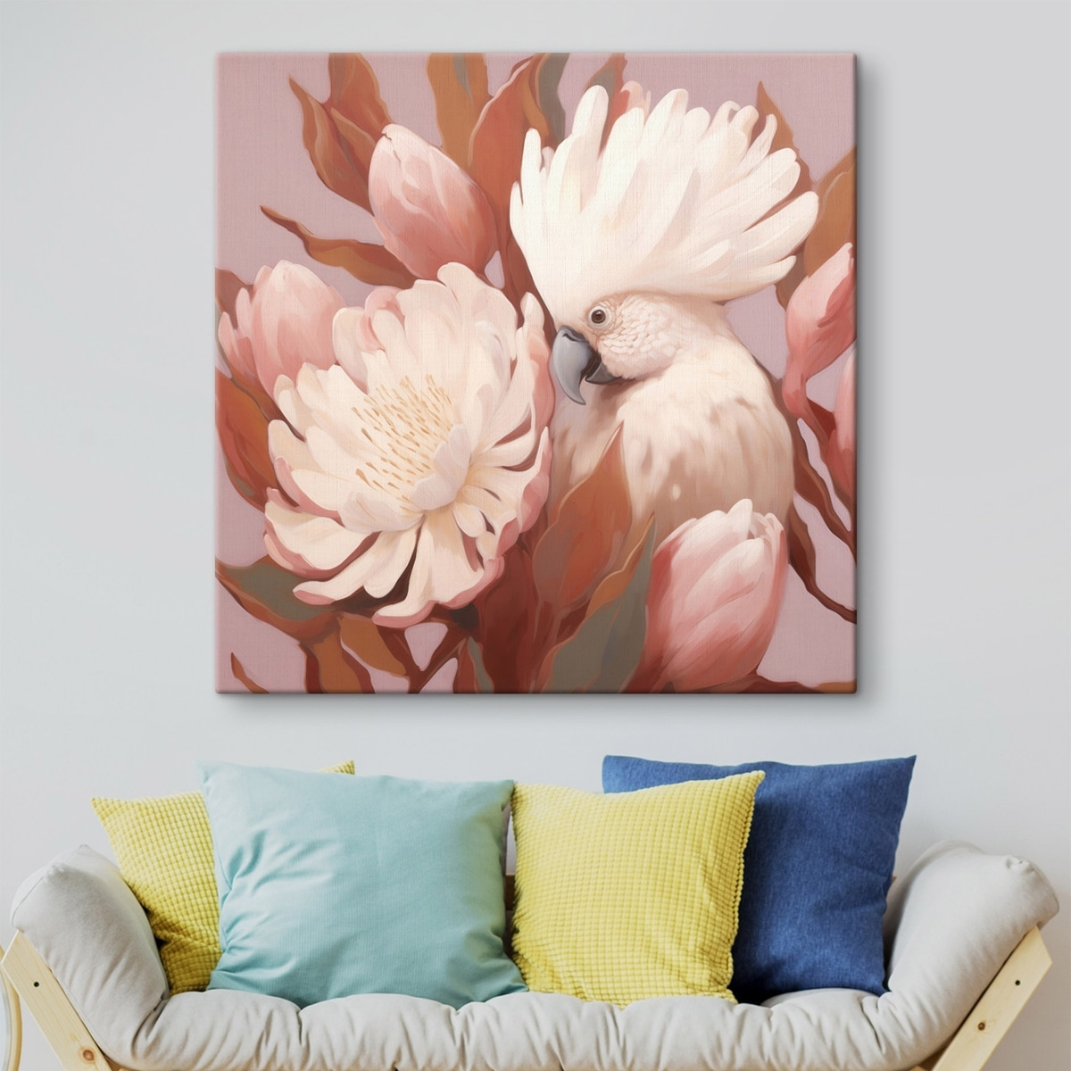 Abstracte artistieke afbeelding van een vogel in een bloemencompositie — interieur 2
