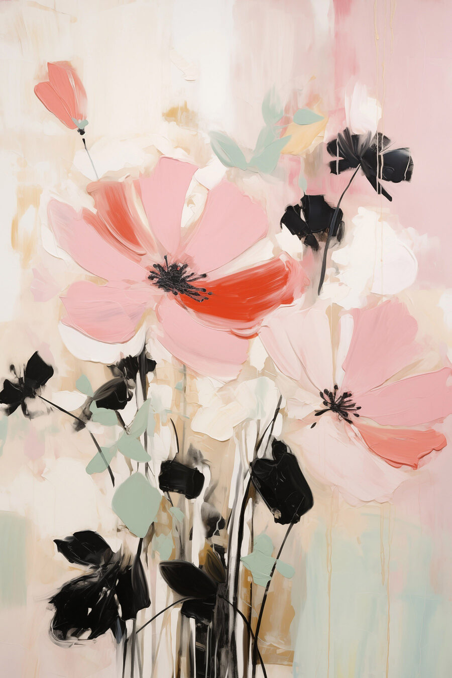 Schilderij van bloemen op een witte ondergrond — volledig ontwerp