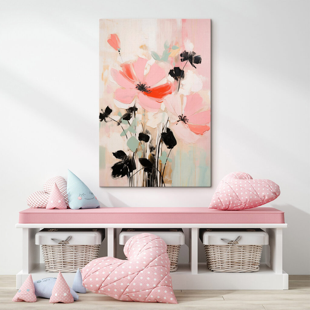 Schilderij van bloemen op een witte ondergrond — interieur 2