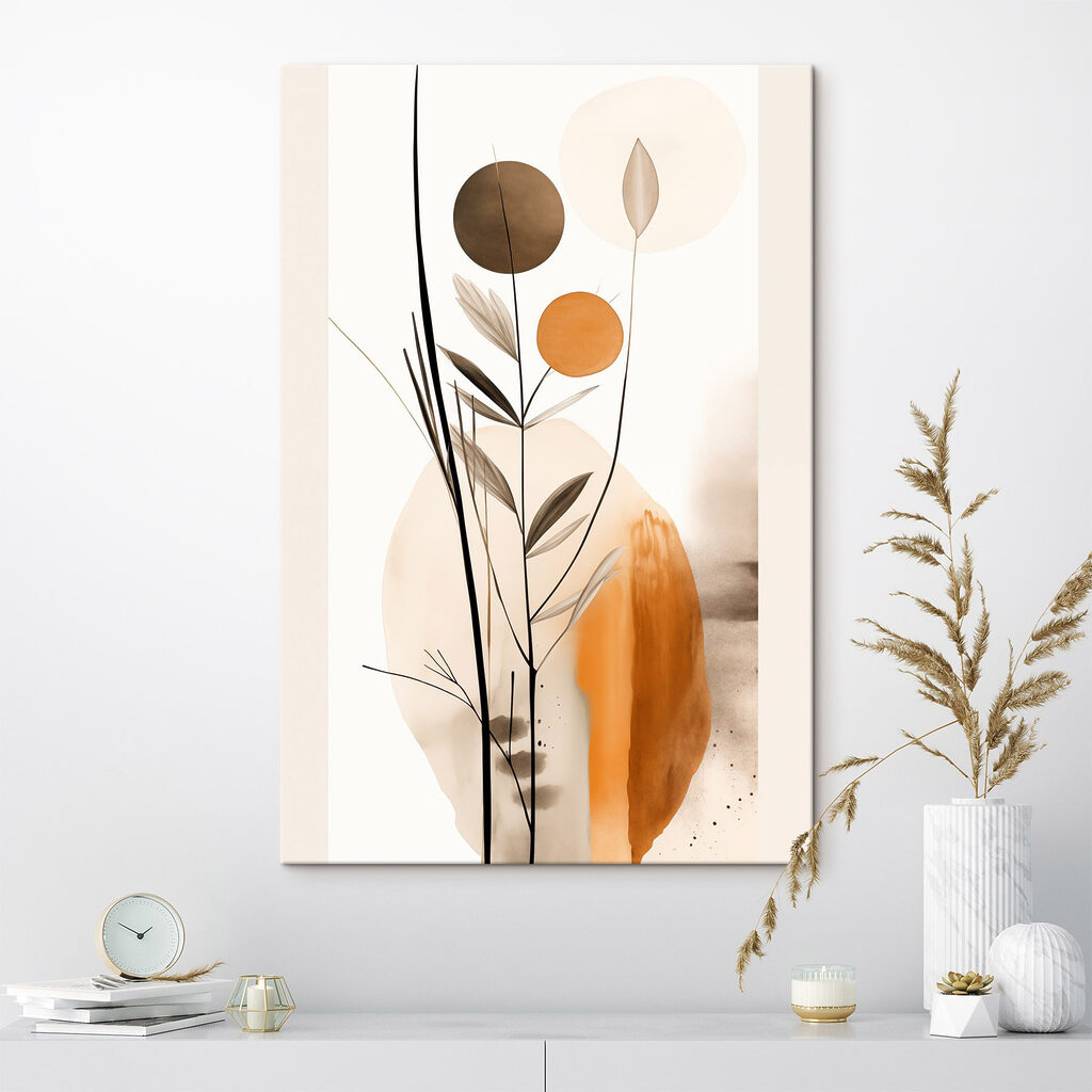 Plant met cirkels en bladeren in een interieur