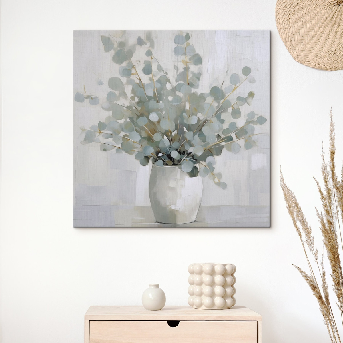 Eucalyptustakken in een vaas, imitatie schilderij — interieur 2