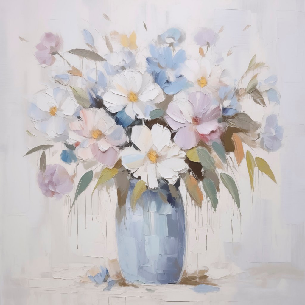 Bloemen in een vaas imitatie schilderij — volledig ontwerp