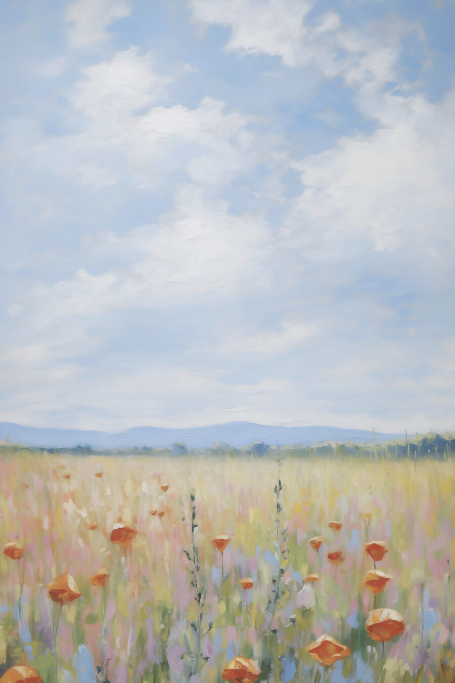 Veld met bloemen en gras — volledig ontwerp