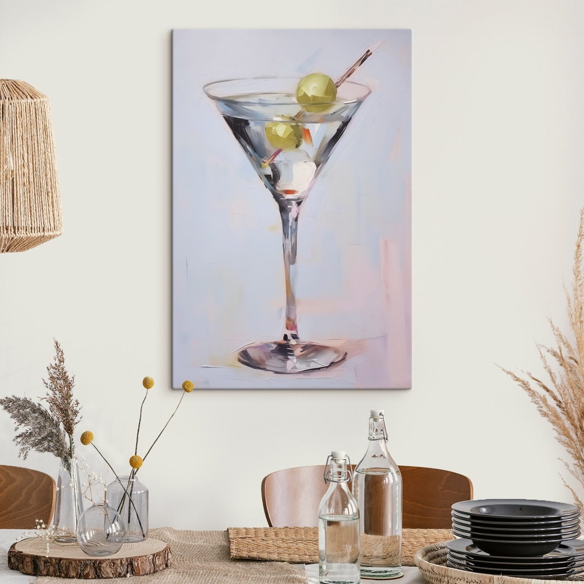 Glas met een imitatie schilderij van een drankje — interieur 1