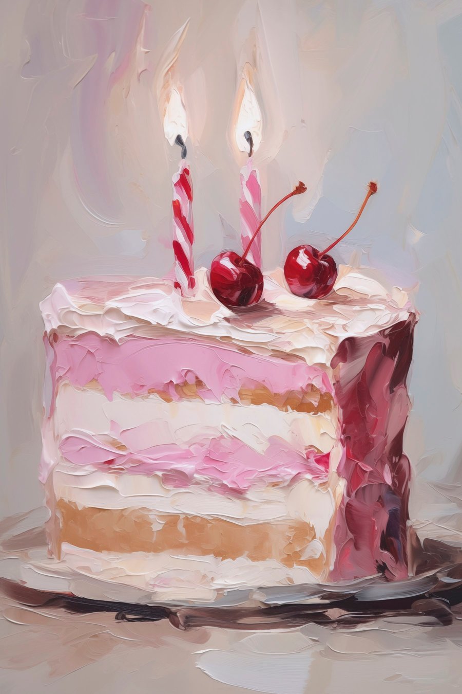 Een stuk cake dat een schilderij imiteert — volledig ontwerp