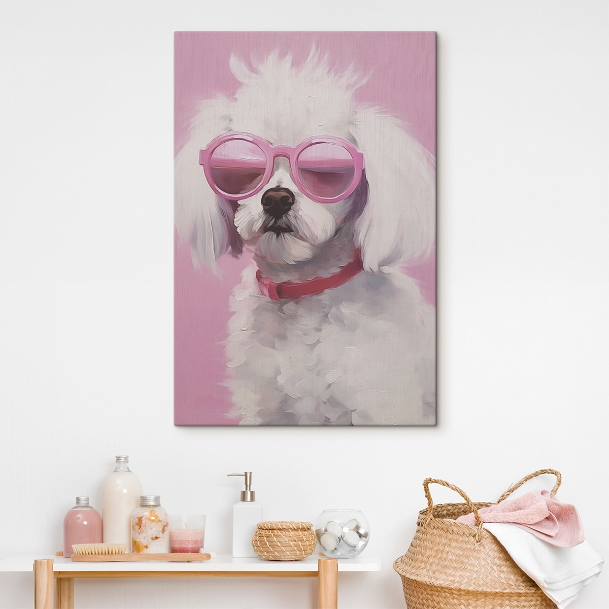 Een kleine hond met een bril is een imitatie van een schilderij — interieur 2