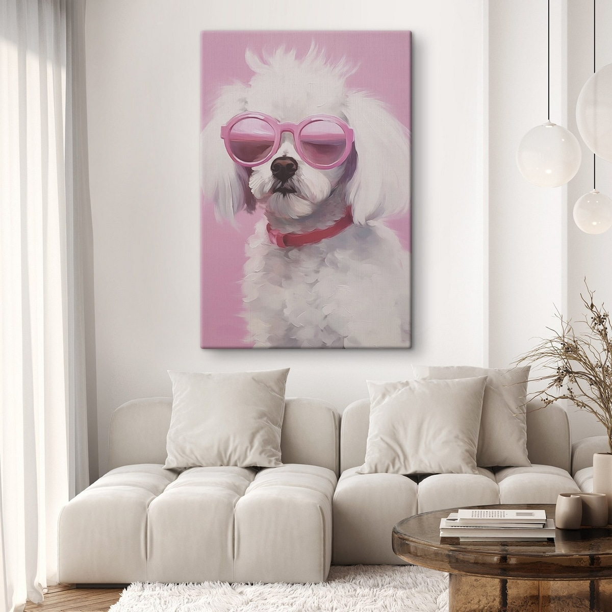 Een kleine hond met een bril is een imitatie van een schilderij — interieur 1