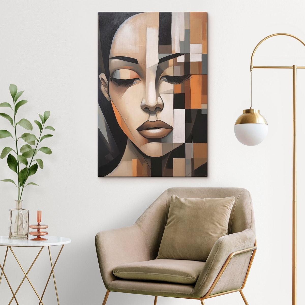 Kubistisch vrouwenportret — interieur 2