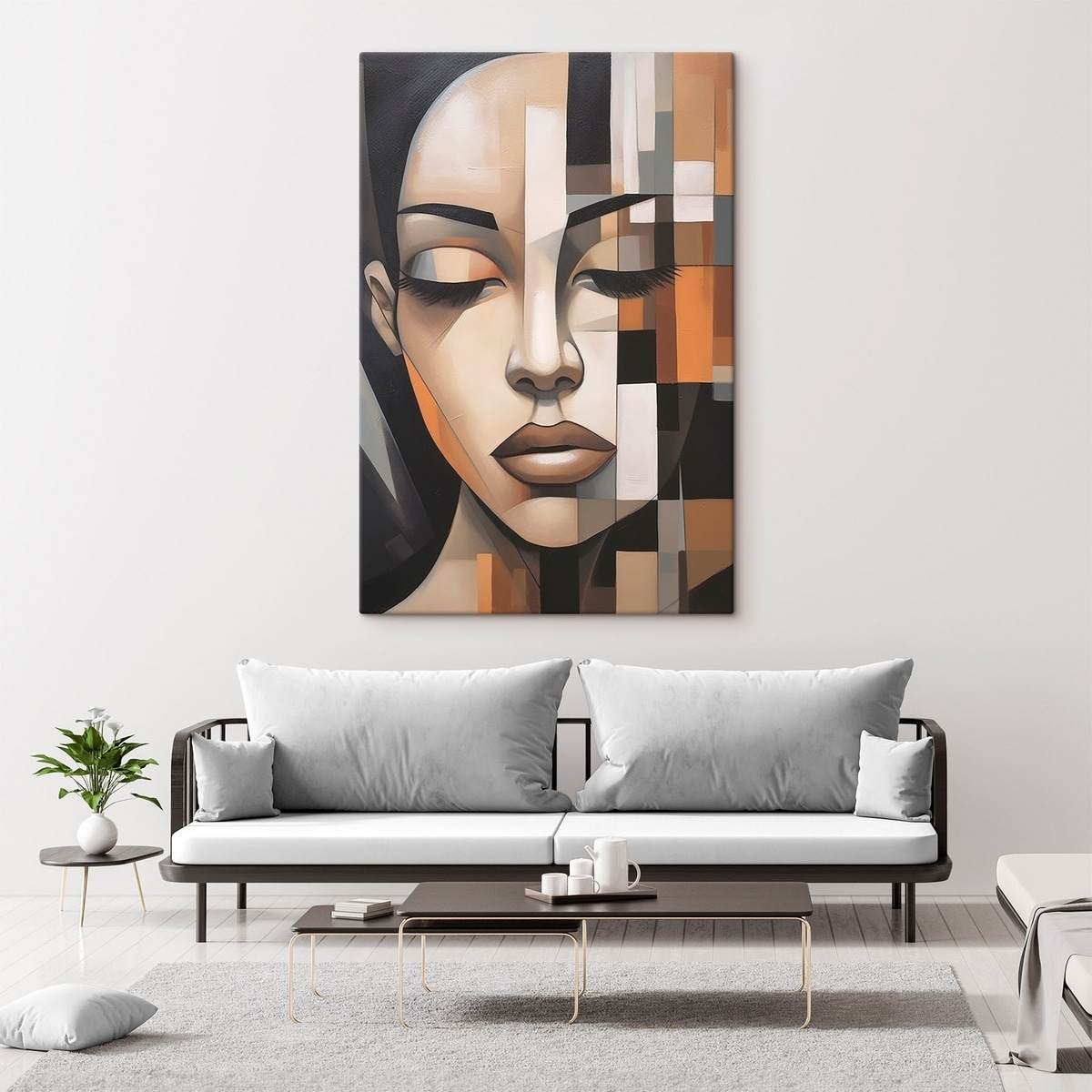 Kubistisch vrouwenportret — interieur 1