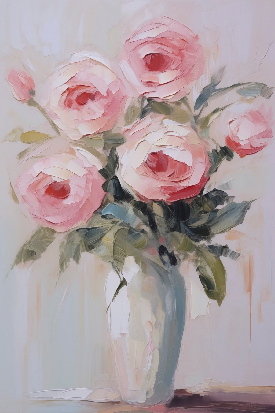 Rozen in een vaas imitatie schilderij — volledig ontwerp