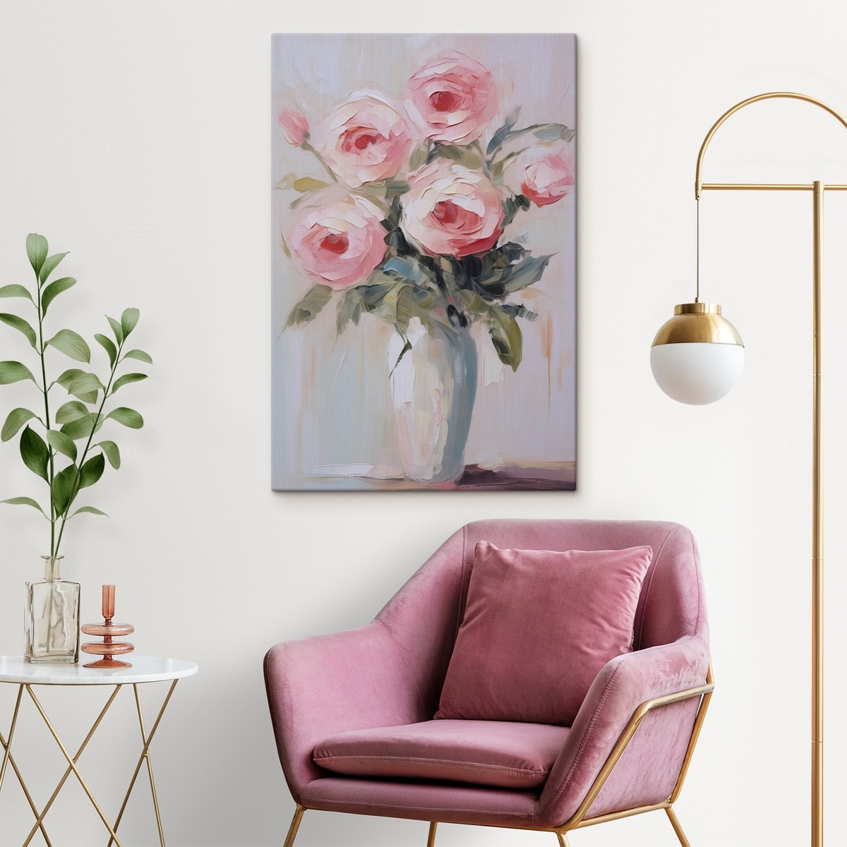 Rozen in een vaas imitatie schilderij — interieur 2