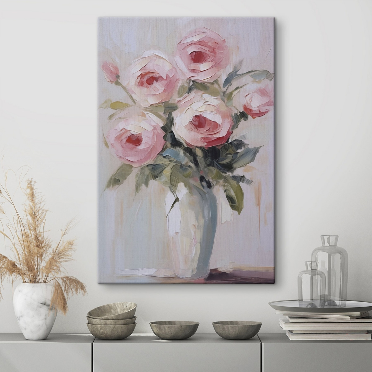 Rozen in een vaas imitatie schilderij — interieur 1