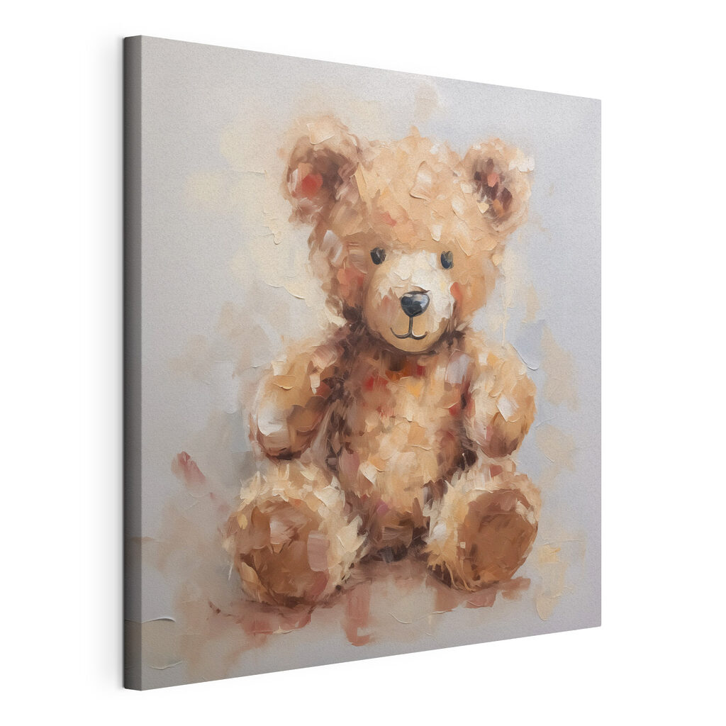 Schilderij van een teddybeer, gespannen canvas met doorlopende rand