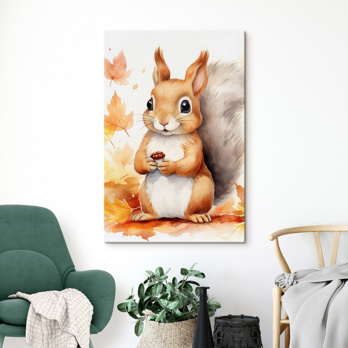 Schattige eekhoorn, imitatie aquarel — interieur 2