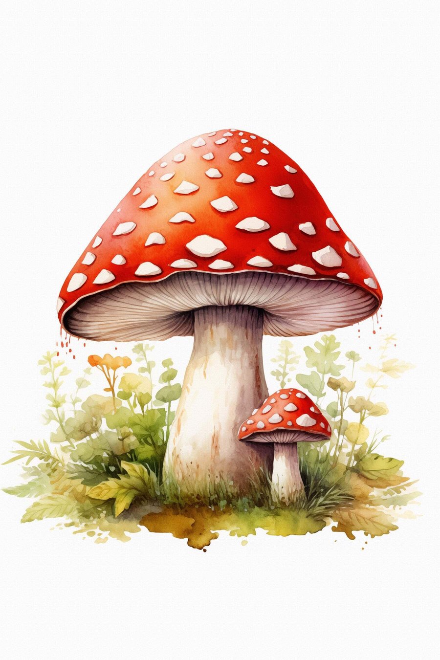 Bospaddestoelen, vliegenzwam, imitatie-aquarel — volledig ontwerp