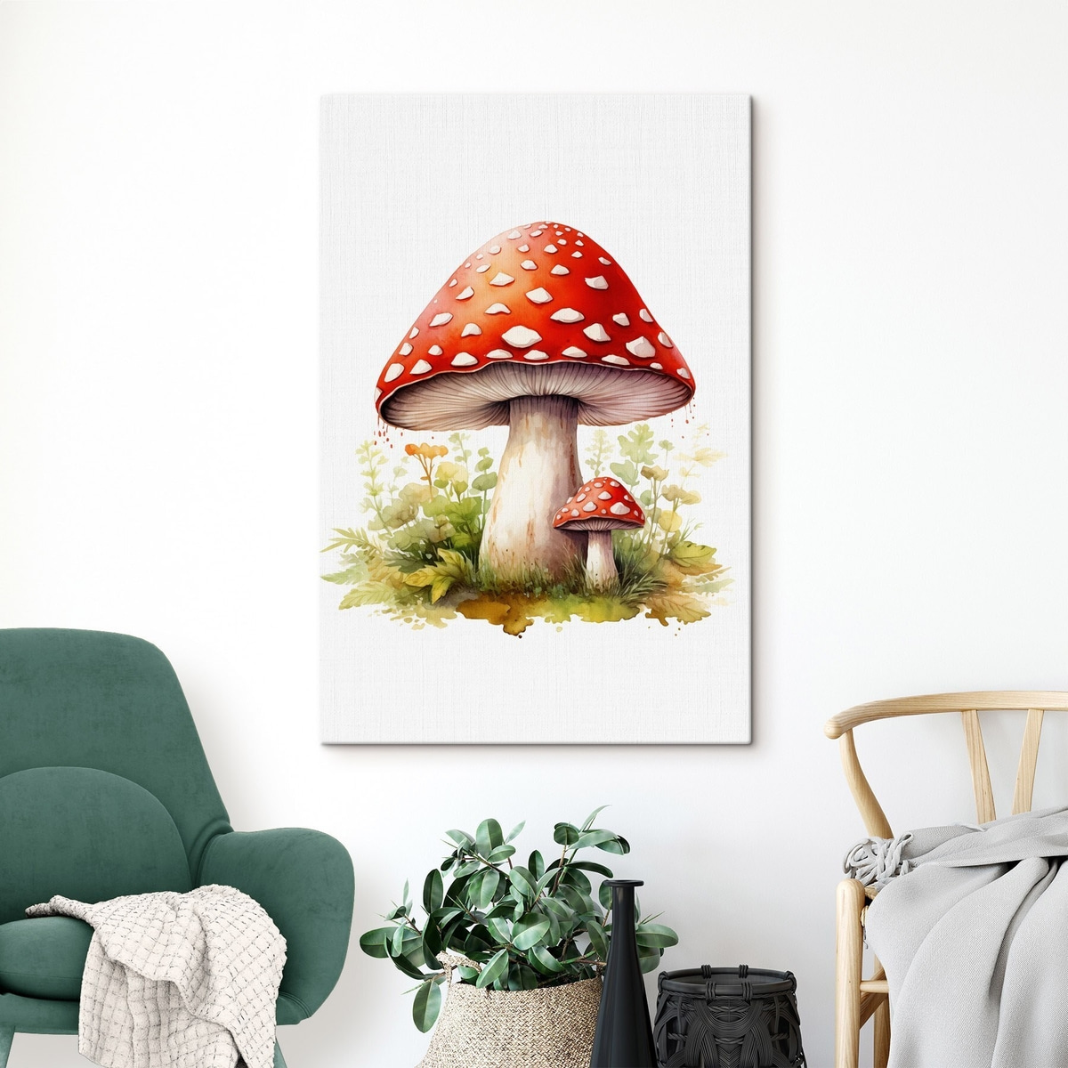 Bospaddestoelen, vliegenzwam, imitatie-aquarel — interieur 1