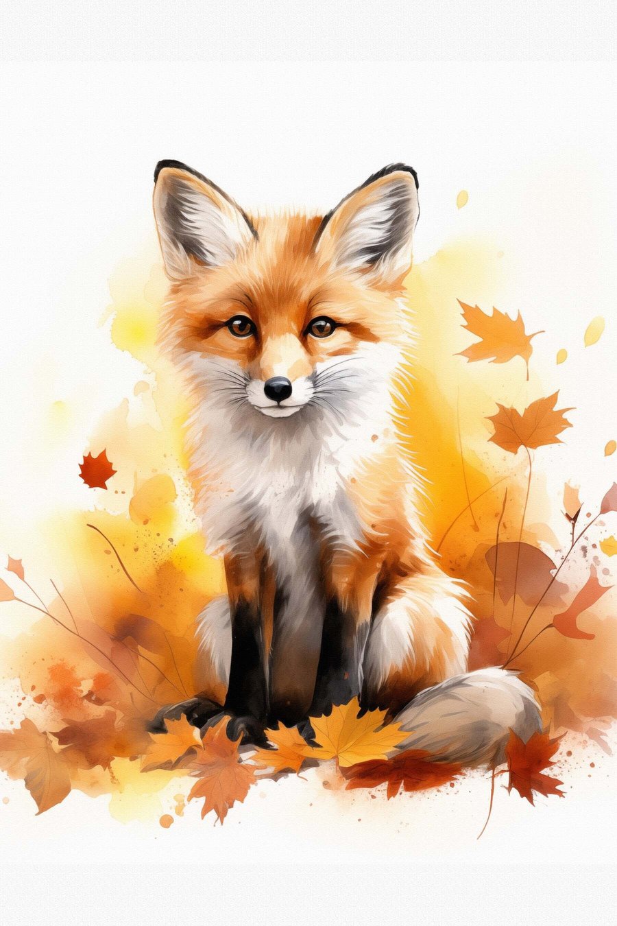 Kleine vos, imitatie aquarel — volledig ontwerp