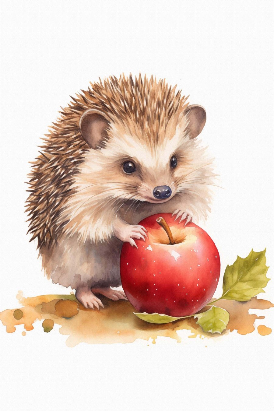 Egel en appel, imitatie-aquarel — volledig ontwerp