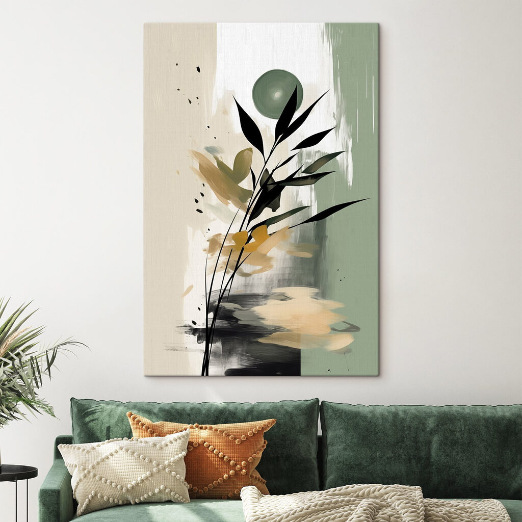 Schilderij van een plant in een interieur
