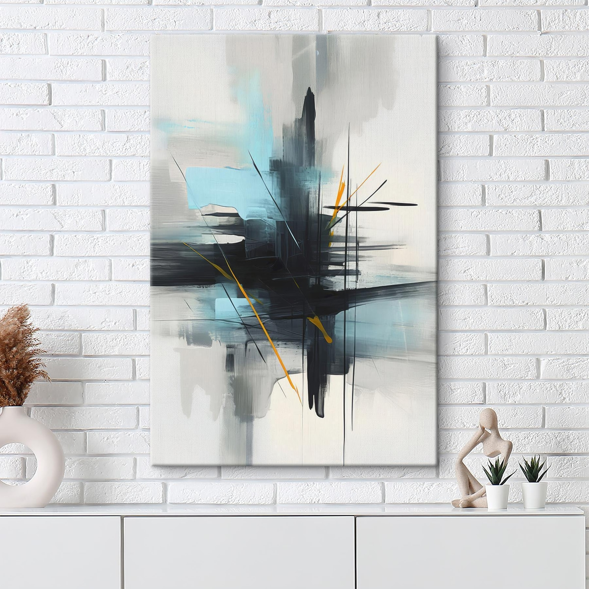 Abstractie met imitatie van spatten en penseelstreken — interieur 1