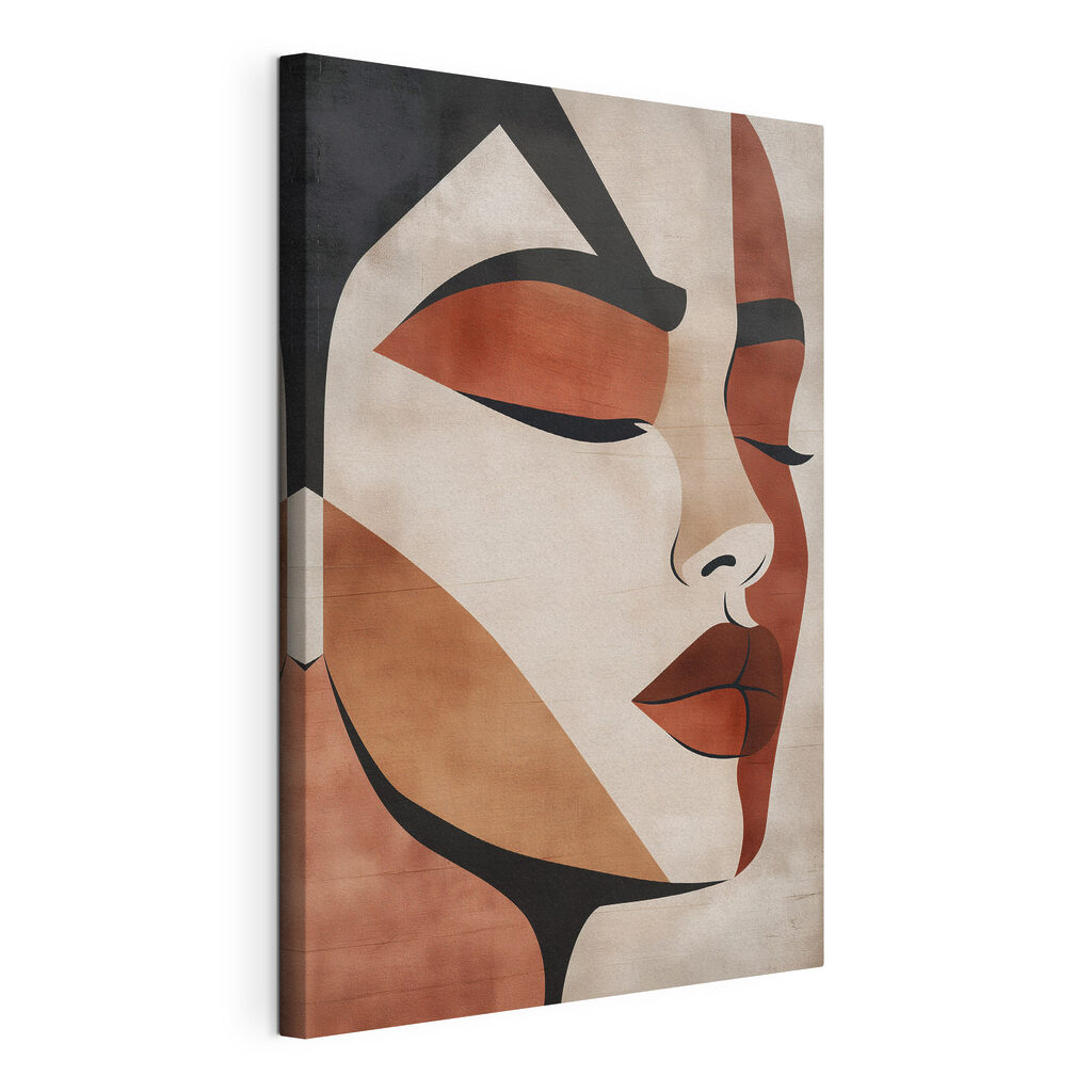 Elegant portret met abstracte kenmerken, gespannen canvas met doorlopende rand