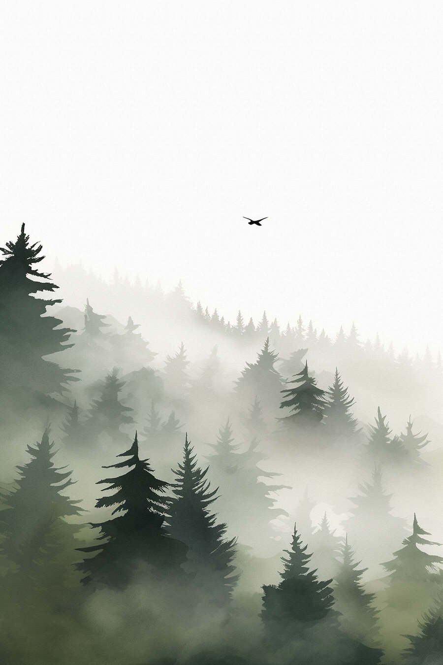 Bos in de mist — volledig ontwerp