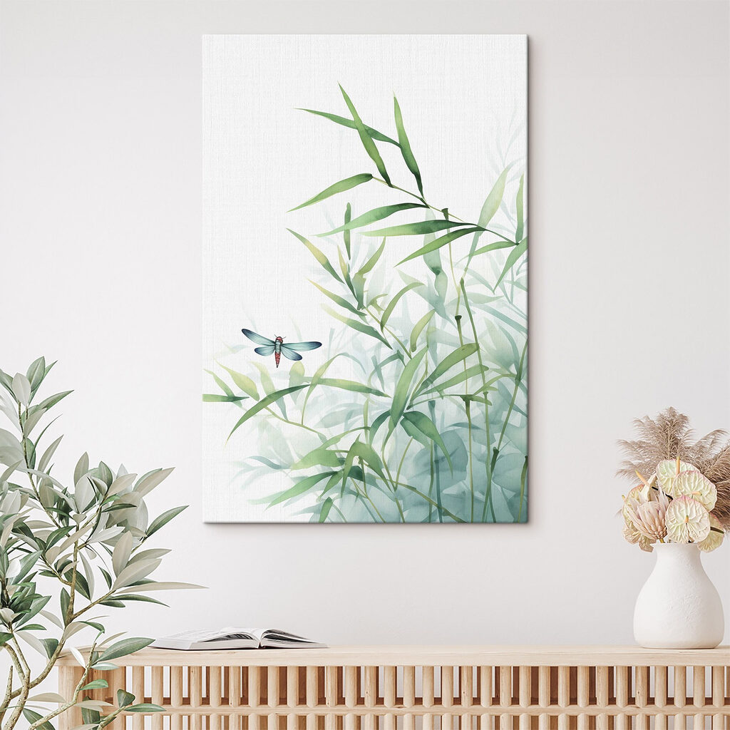 Libelle op een plant in een interieur