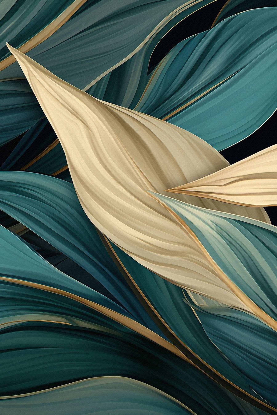 Grote abstracte bladeren — volledig ontwerp