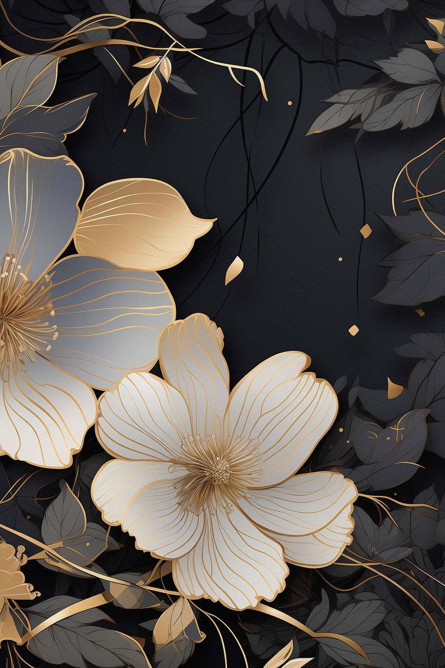 Grote bloemen op een donkere achtergrond — volledig ontwerp