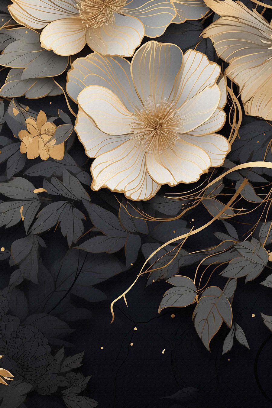 Abstracte bloemen op een donkere achtergrond — volledig ontwerp