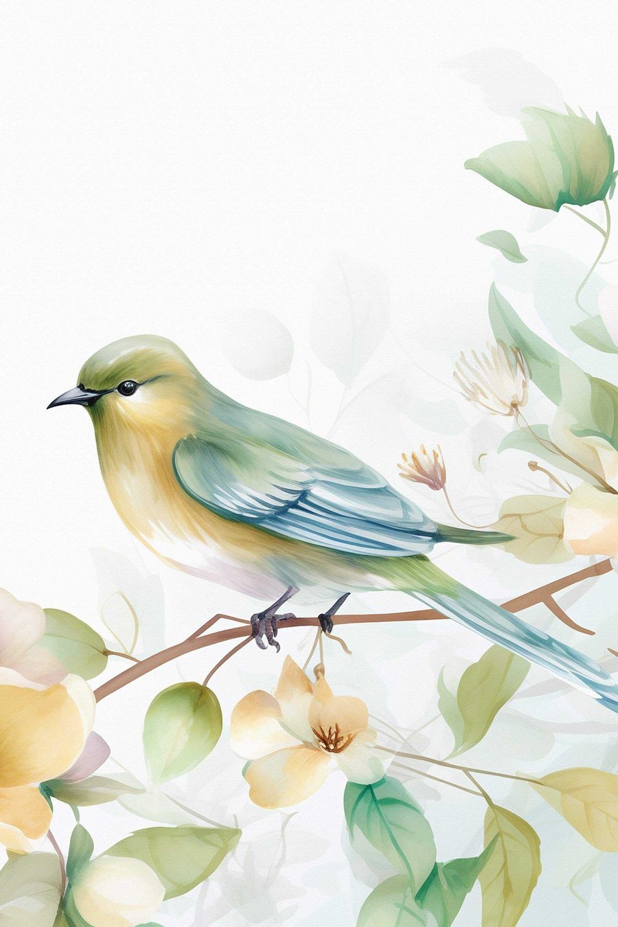 Mees op een tak, imitatie-aquarel — volledig ontwerp