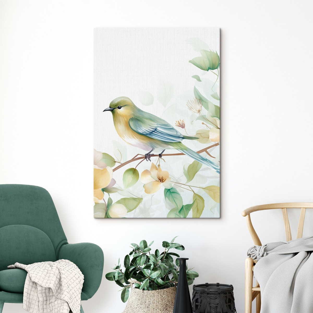 Mees op een tak, imitatie-aquarel — interieur 1